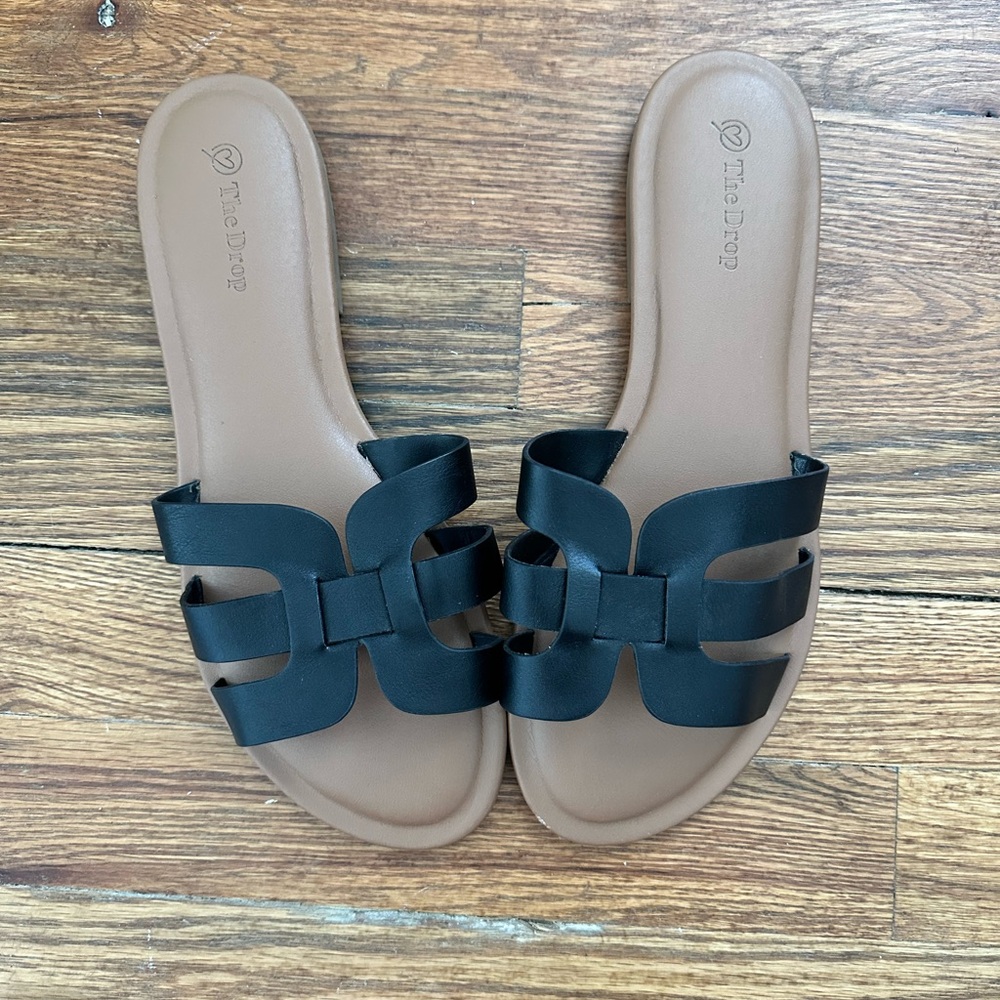 The Drop Black H-Band Slide Sandals Womens Size 10